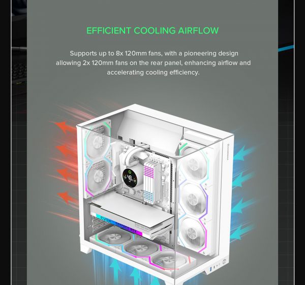 GAMEMAX ������ ATX ��� ����� �������� , ����������� ���� X,M-ATX,ITX, combo audio,VGA Card Length	Up to 400 Infinity Pro WH - �������� 15