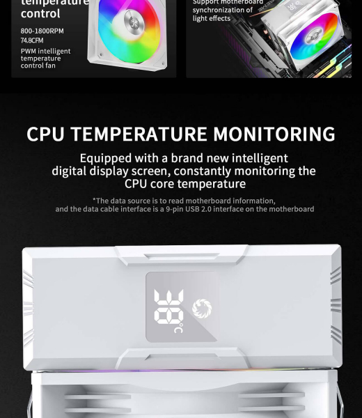 GAMEMAX ����������� ����� Intel/AMD,TDP 220W,Intel LGA: 1366/115X/1200/1700/1851;AMD:AM4/AM5 Sigma 520 Digital WH - �������� 13