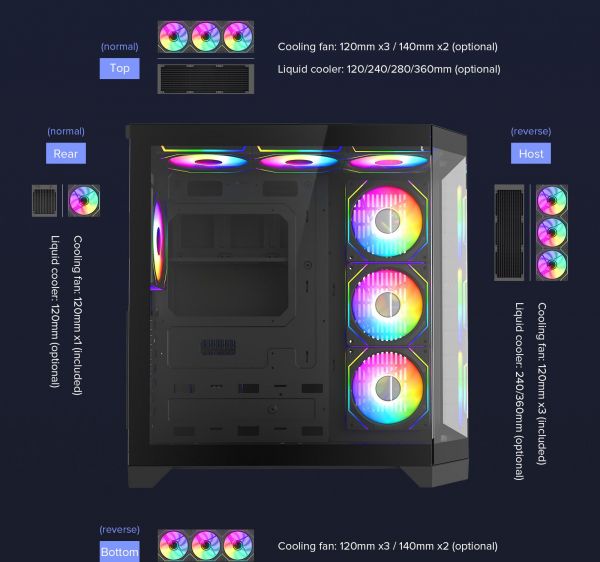 GAMEMAX ������ ����'������� Midi ATX ��� ����� ��������  X,M-ATX, ITX,Tempered Glass,Metal cover, USB2.0x1, HYPE-A Black - �������� 17