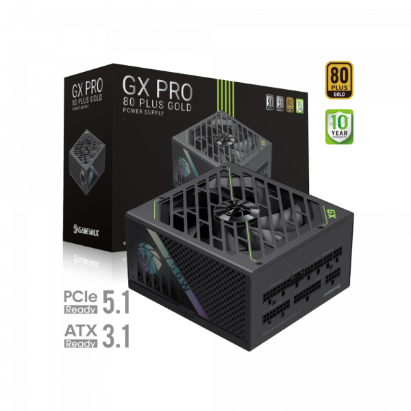 GAMEMAX   ATX 3.1 & PCIe5.1_ 750W, 80+ Gold, f an 135mm,fully modular ,Japanese 105C and solid c GX PRO 750G -  2