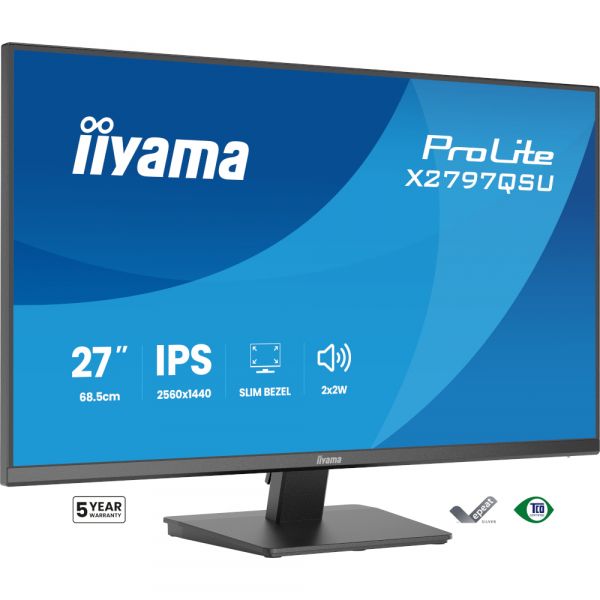 IIYAMA 27" 16:9 IPS �� �������, 2560�1440, 1 �� (MPRT), 7 5 ��, 350 ��/�2, Adaptive Sync, 2xHDMI 1.4/1xDP 1. X2797QSU-B1 - �������� 3