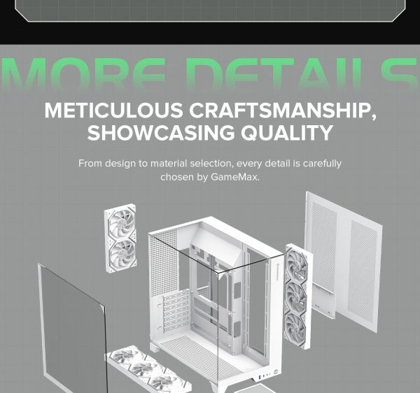 GAMEMAX ������ ATX ��� ����� �������� , ����������� ���� X,M-ATX,ITX, combo audio,VGA Card Length	Up to 400 Infinity Pro WH - �������� 18