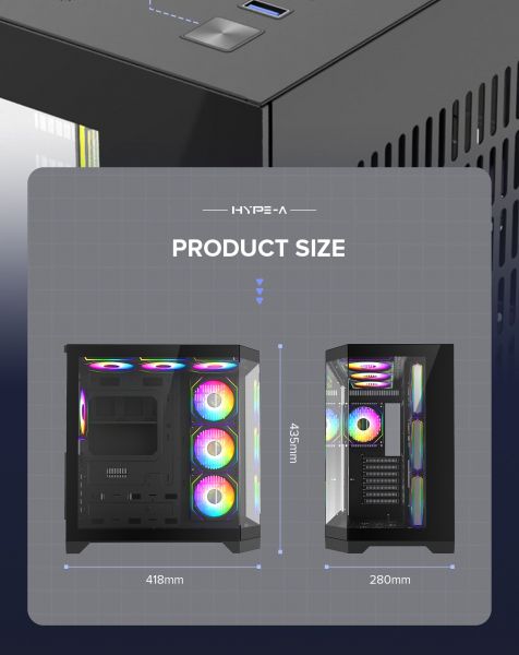 GAMEMAX ������ ����'������� Midi ATX ��� ����� ��������  X,M-ATX, ITX,Tempered Glass,Metal cover, USB2.0x1, HYPE-A Black - �������� 26