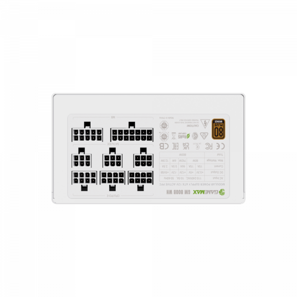 GAMEMAX ���� �������� ATX 800W, 80+ Bronze, 140mm Ultra Si lent Fan OVP / UVP/ SIP / OCP/ OLP/ OPP/ SCP GM 800B WH Fully-modular New - �������� 10