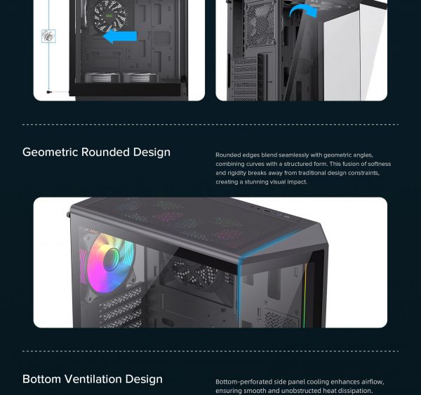 GAMEMAX ������ ����'������� Midi ATX ��� ����� ��������  ATX,ATX, M-ATX,ITX, Tempered Glass,Mesh,USB2.0x1,U Vista COC AB - �������� 25