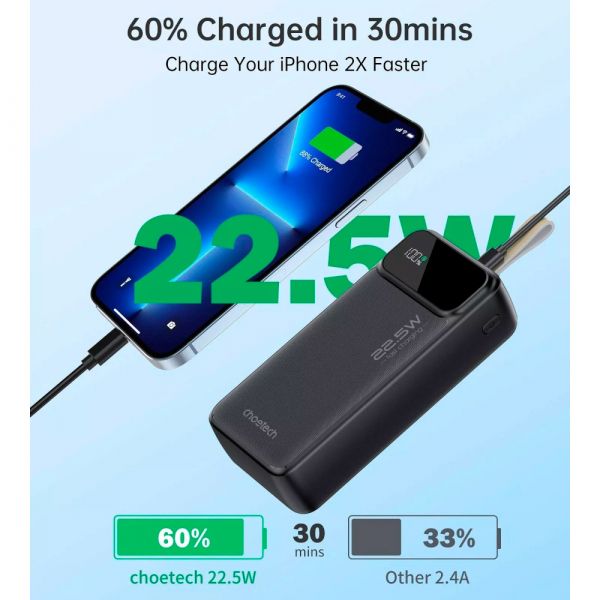 ������������ ������� ������� CHOETECH PD22.5W Digital PB 30000mAh (B730) - �������� 7