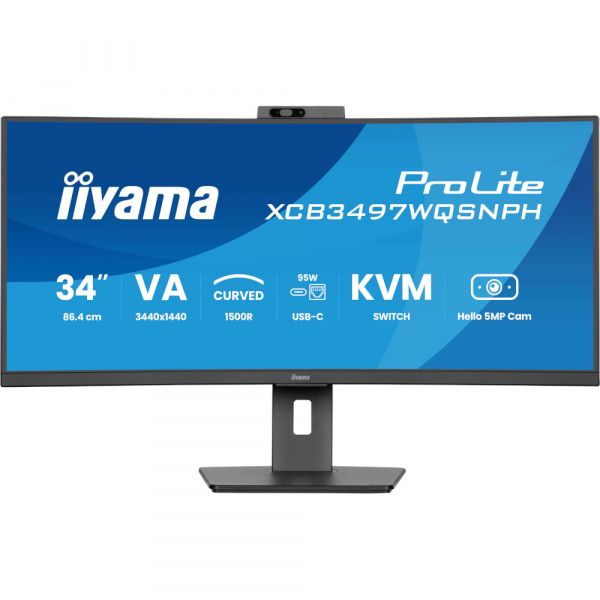 IIYAMA 34" 21:9   VA  , 0,4  (MPRT), 1 20 , Adaptive Sync, KVM , 2xHDMI,/1xDP/1xUSB XCB3497WQSNPH-B1 -  1
