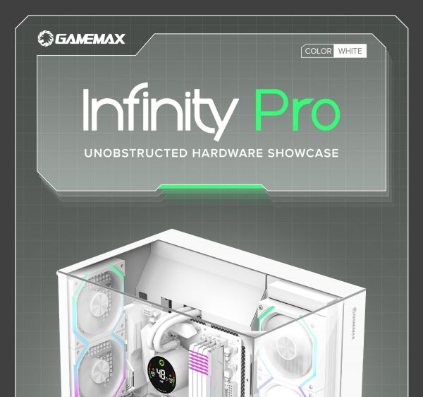 GAMEMAX ������ ATX ��� ����� �������� , ����������� ���� X,M-ATX,ITX, combo audio,VGA Card Length	Up to 400 Infinity Pro WH - �������� 12