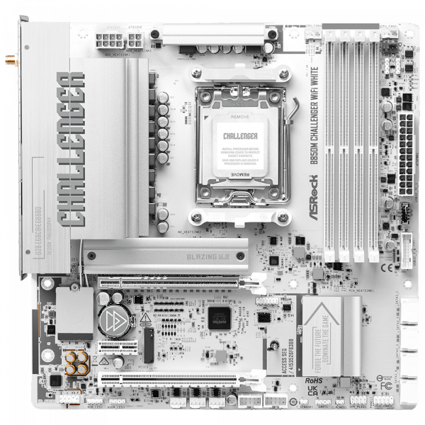 ASROCK M���������� ����� sAM5 AMD B850 4xDDR5 HDMI 2xM.2  2.5GbE LAN mATX  B850M CHALLENGER WIFI WHITE - �������� 1