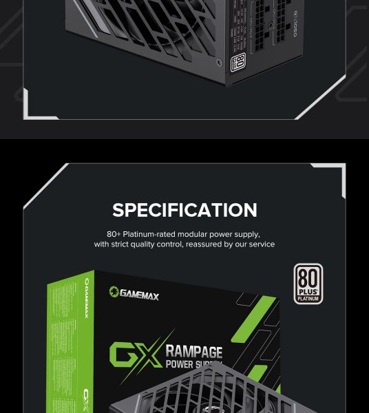 GAMEMAX   ATX 1050W, 80+ Platinum ,fan 135mm,f ully modular OTP, OCP, SCP, OVP, UVP, OPP GX-1050 PRO BK(ATX3.1PCIe5.1) -  35