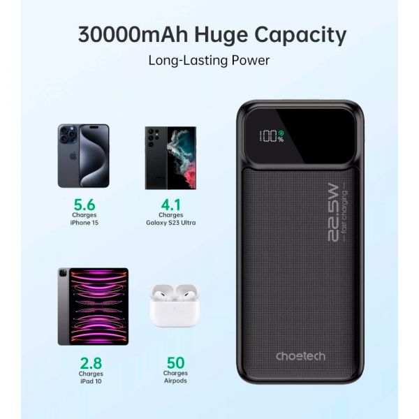 ������������ ������� ������� CHOETECH PD22.5W Digital PB 30000mAh (B730) - �������� 8
