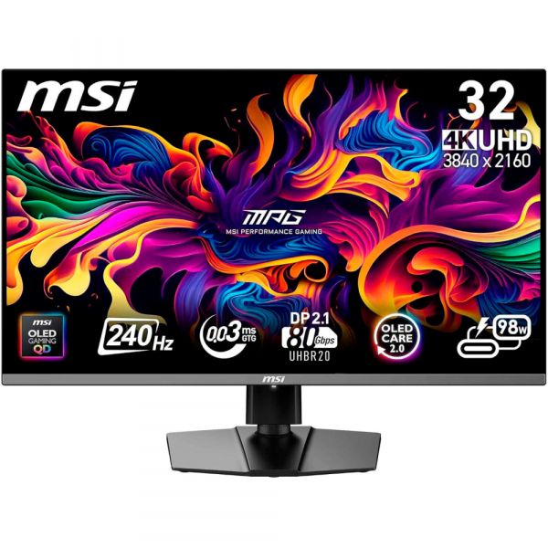 MSI  QD-OLED  31.5" UHD (3840 x 2160) 0.03ms 24 0Hz 178/178/2HDMI/DP/TypeC98W  MPG 322URX QD-OLED -  1