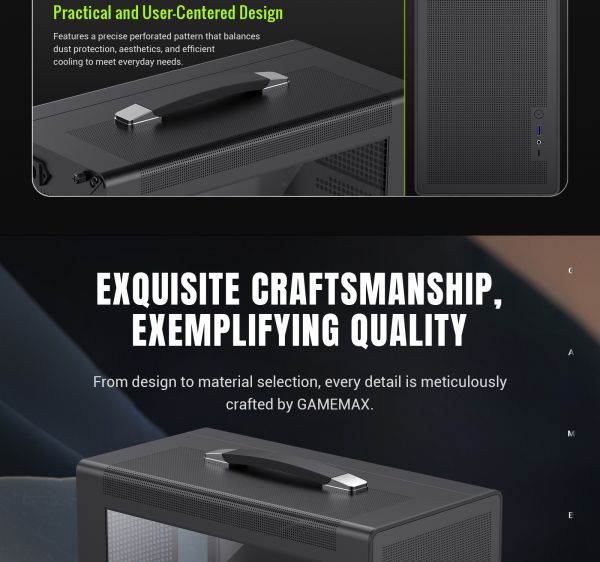 GAMEMAX  Mini Tower    U-ATX(244*185 mm), FLEX-ATX(229*191mm)ITX(170*170mm), 1*usb 3. Spark Air BK -  20