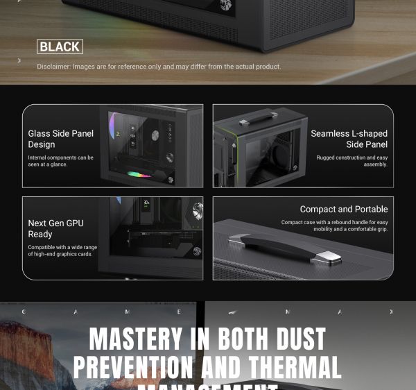 GAMEMAX  Mini Tower    U-ATX(244*185 mm), FLEX-ATX(229*191mm)ITX(170*170mm), 1*usb 3. Spark Air BK -  16