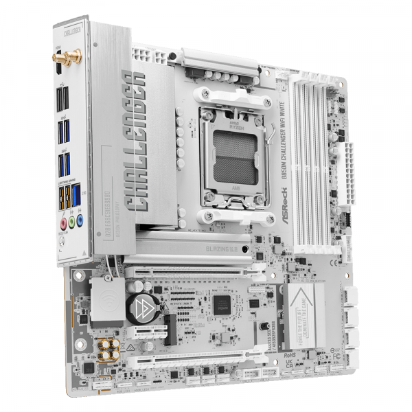 ASROCK M���������� ����� sAM5 AMD B850 4xDDR5 HDMI 2xM.2  2.5GbE LAN mATX  B850M CHALLENGER WIFI WHITE - �������� 4