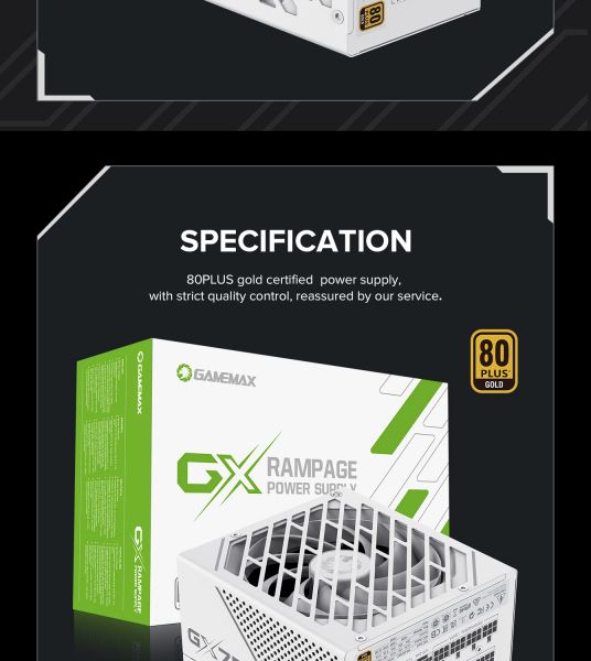 GAMEMAX ���� �������� ATX 750W, 80 Gold,fan 135mm,fully mo dular OPP, OVP, UVP, OCP, OTP, SCP GX-750 PRO WH(ATX3.1PCIe5.1) - �������� 34