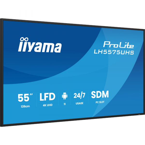 IIYAMA 54.6" 16:9 IPS �� ������, 3840�2160, 24/7, 500 �� /�2, �� Android 11,  3xHDMI 2.0/1xDP/1xDP Out/2xUS LH5575UHS-B2AG - �������� 2