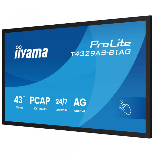 IIYAMA 42.5" 16:9  ������������� VA �� ������, 3840�2160 , 24/7,����������-�������� ���������, �� Android  T4329AS-B1AG - �������� 3
