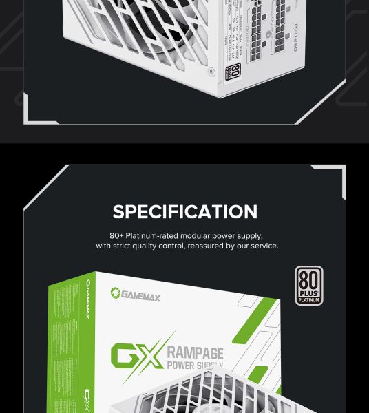 GAMEMAX   ATX 1250W, 80+ Platinum ,fan 135mm,f ully modular OTP, OCP, SCP, OVP, UVP, OPP GX-1250 PRO WT(ATX3.1PCIe5.1) -  30
