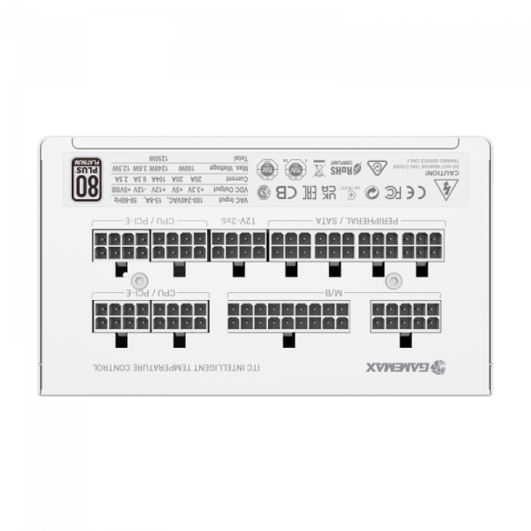 GAMEMAX   ATX 1250W, 80+ Platinum ,fan 135mm,f ully modular OTP, OCP, SCP, OVP, UVP, OPP GX-1250 PRO WT(ATX3.1PCIe5.1) -  4