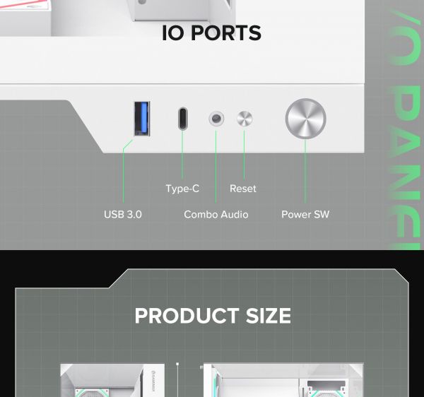 GAMEMAX ������ ATX ��� ����� �������� , ����������� ���� X,M-ATX,ITX, combo audio,VGA Card Length	Up to 400 Infinity Pro WH - �������� 24