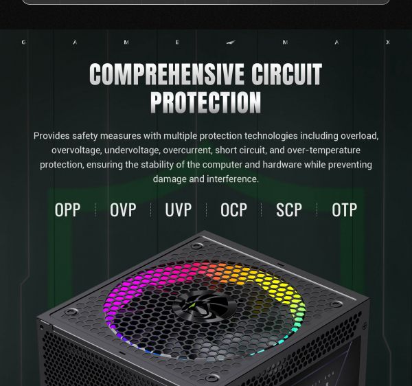 GAMEMAX   ATX 3.1 & PCIe5.1_ 1300W, 80+ Platin um,RGB Smart  fan 140mm,fully modular ,Japanese 10 RGB PRO 1300P -  25