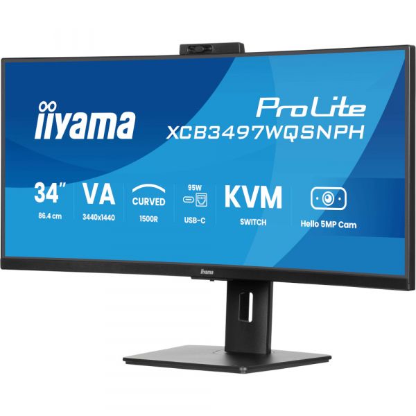 IIYAMA 34" 21:9   VA  , 0,4  (MPRT), 1 20 , Adaptive Sync, KVM , 2xHDMI,/1xDP/1xUSB XCB3497WQSNPH-B1 -  4