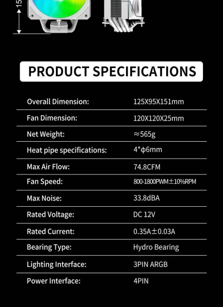 GAMEMAX ����������� ����� Intel/AMD,TDP 220W,Intel LGA: 1366/115X/1200/1700/1851;AMD:AM4/AM5 Sigma 520 Digital WH - �������� 17