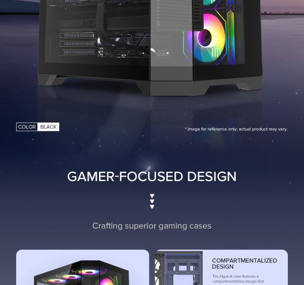 GAMEMAX ������ ����'������� Midi ATX ��� ����� ��������  X,M-ATX, ITX,Tempered Glass,Metal cover, USB2.0x1, HYPE-A Black - �������� 14