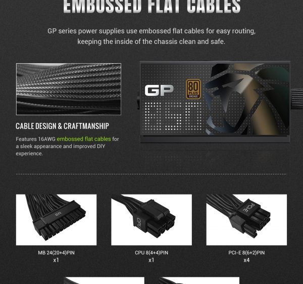 GAMEMAX ���� �������� ATX 850W, 80+ Bronze, 140mm Ultra Si lent Fan OVP / UVP/ SIP / OCP/ OLP/ OPP/ SCP GP 850B - �������� 16