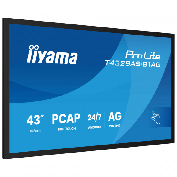 IIYAMA 42.5" 16:9  ������������� VA �� ������, 3840�2160 , 24/7,����������-�������� ���������, �� Android  T4329AS-B1AG - �������� 2