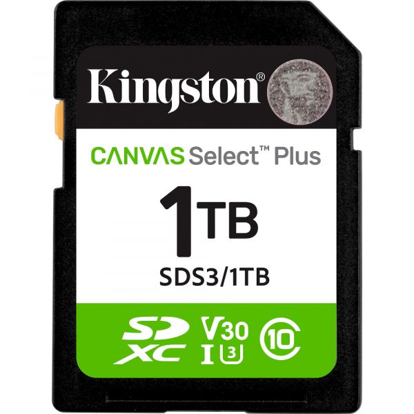   KINGSTON  ' 1TB SDXC Canvas Select Plus Gen3 150 MB/s C10 UHS-I U3 V30 SDS3/1TB -  1