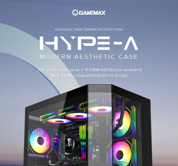 GAMEMAX ������ ����'������� Midi ATX ��� ����� ��������  X,M-ATX, ITX,Tempered Glass,Metal cover, USB2.0x1, HYPE-A Black - �������� 12