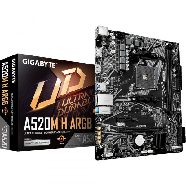 GIGABYTE ����������� ����� sAM4 AMD A520 HDMI/DP 1xM.2 GbE  Lan mATX  A520M H ARGB - �������� 2