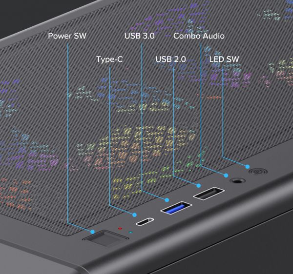 GAMEMAX ������ ����'������� Midi ATX ��� ����� ��������  ATX,ATX, M-ATX,ITX, Tempered Glass,Mesh,USB2.0x1,U Vista COC AB - �������� 30