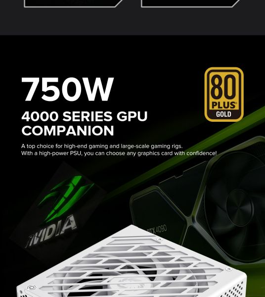 GAMEMAX ���� �������� ATX 750W, 80 Gold,fan 135mm,fully mo dular OPP, OVP, UVP, OCP, OTP, SCP GX-750 PRO WH(ATX3.1PCIe5.1) - �������� 14