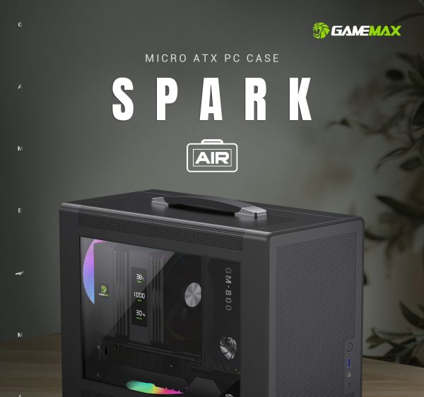GAMEMAX  Mini Tower    U-ATX(244*185 mm), FLEX-ATX(229*191mm)ITX(170*170mm), 1*usb 3. Spark Air BK -  17