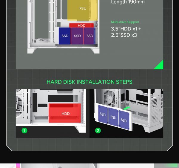 GAMEMAX ������ ATX ��� ����� �������� , ����������� ���� X,M-ATX,ITX, combo audio,VGA Card Length	Up to 400 Infinity Pro WH - �������� 23