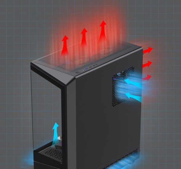 GAMEMAX ������ ����'������� Midi ATX ��� ����� ��������  ATX,ATX, M-ATX,ITX, Tempered Glass,Mesh,USB2.0x1,U Vista COC AB - �������� 16