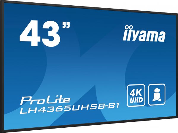 IIYAMA 42.5" 16:9 IPS �� ������, 3840�2160, 24/7, 800 �� /�2, �� Android 11,  2xHDMI 2.0/1xDP/2xUSB 2.0, SP LH4365UHSB-B1 - �������� 2