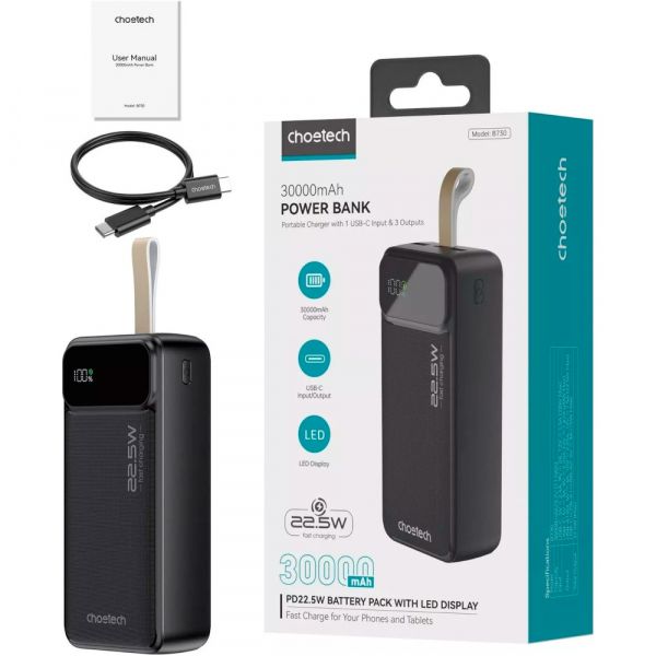 ������������ ������� ������� CHOETECH PD22.5W Digital PB 30000mAh (B730) - �������� 4