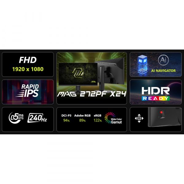 MSI ������� IPS 27" FHD (1920 x 1080) 0.5ms 240Hz 178/ 178 /DP/2HDMI/������� 2*2W  MAG 272PF X24 - �������� 6