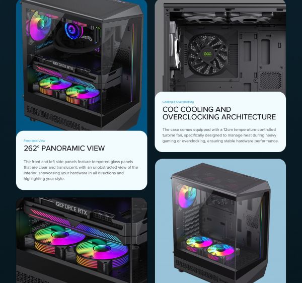 GAMEMAX ������ ����'������� Midi ATX ��� ����� ��������  ATX,ATX, M-ATX,ITX, Tempered Glass,Mesh,USB2.0x1,U Vista COC AB - �������� 14