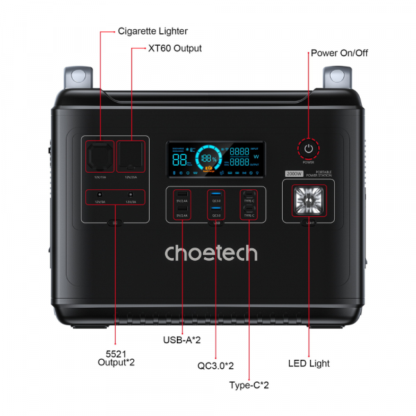    CHOETECH 2000W Powerstation (BS006) -  4