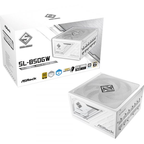 ASROCK ���� �������� 850W, 80 Pluse GOLD, PCIe 5.1 & ATX3 .1, Fully Modular, Native 12V-2x6, 135mm Fan, Whit SL-850GW - �������� 1