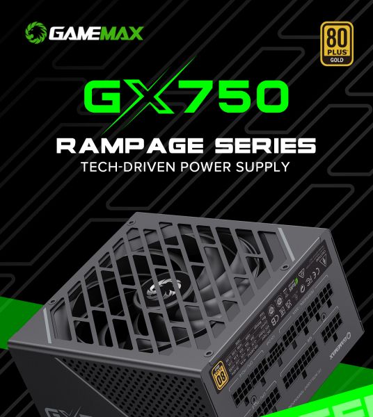 GAMEMAX ���� �������� ATX 750W, 80 Gold,fan 135mm,fully mo dular OPP, OVP, UVP, OCP, OTP, SCP GX-750 PRO BK(ATX3.1PCIe5.1) - �������� 11