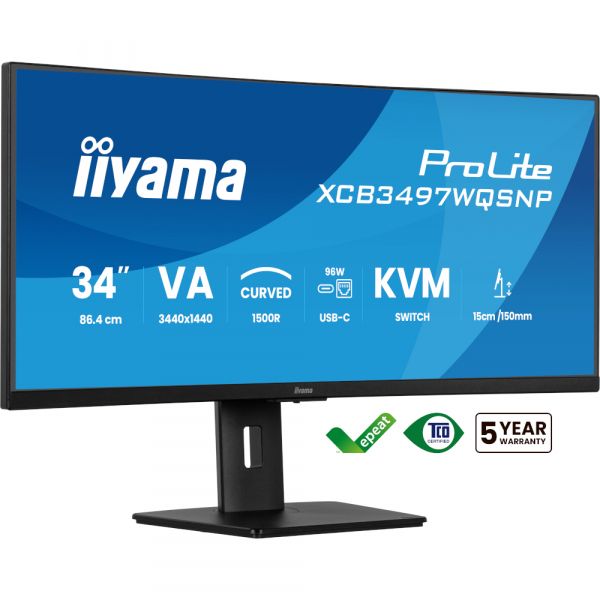 IIYAMA 34.1" 21:9 VA UWQHD   , 0.4 , 1 20 , FreeSync, HDR, 1xHDMI 2.0/1xHDMI 1.4/1xDP 1 XCB3497WQSNP-B1 -  4