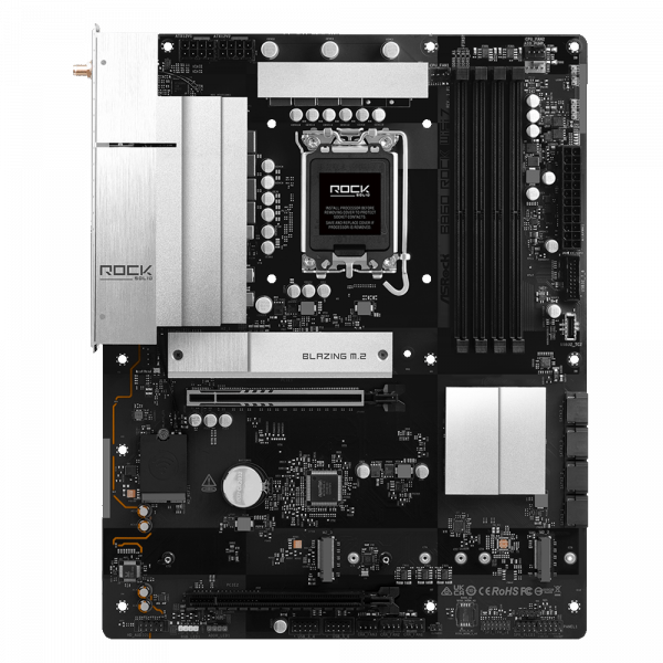 ASROCK M���������� ����� s1851 Intel B860 4xDDR5 HDMI 3xM .2 2.5GbE LAN ATX  B860 ROCK WIFI 7 - �������� 1