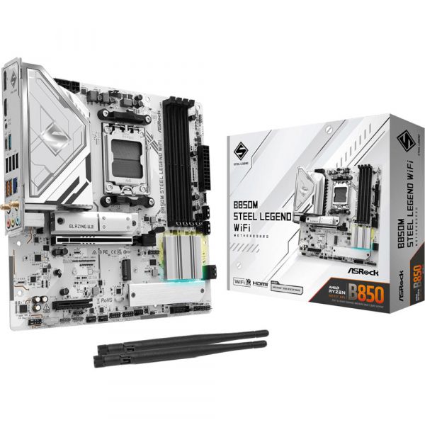 ASROCK M���������� ����� sAM5 AMD B850 4xDDR5 HDMI/DP 3xM .2 2.5GbE LAN mATX  B850M STEEL LEGEND WIFI - �������� 2