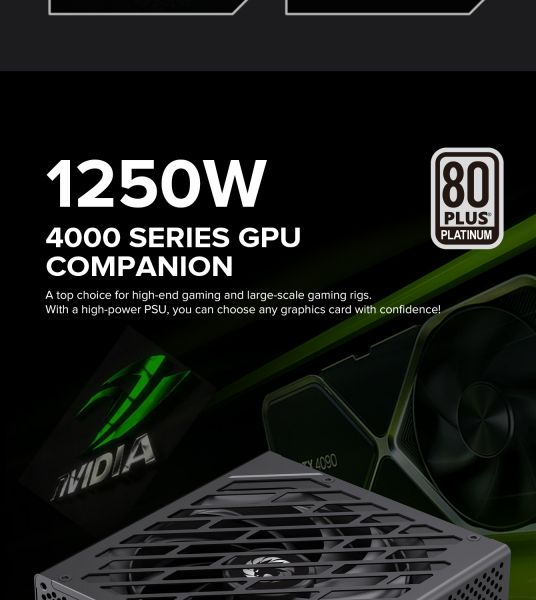 GAMEMAX   ATX 1250W, 80+ Platinum ,fan 135mm,f ully modular OTP, OCP, SCP, OVP, UVP, OPP GX-1250 PRO BK(ATX3.1PCIe5.1) -  18